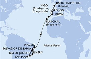 MSC Meraviglia - Brazílie, Portugalsko, Španělsko, Velká Británie (Santos)