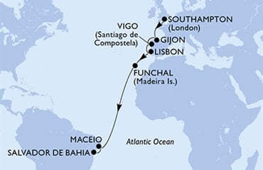 MSC Meraviglia - Velká Británie, Španělsko, Portugalsko, Brazílie (ze Southamptonu)
