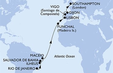 MSC Meraviglia - Brazílie, Portugalsko, Španělsko, Velká Británie (z Rio de Janeira)