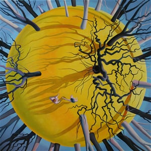 Z.Kutra Krajina s jelenem 100x100cm 2020 olej