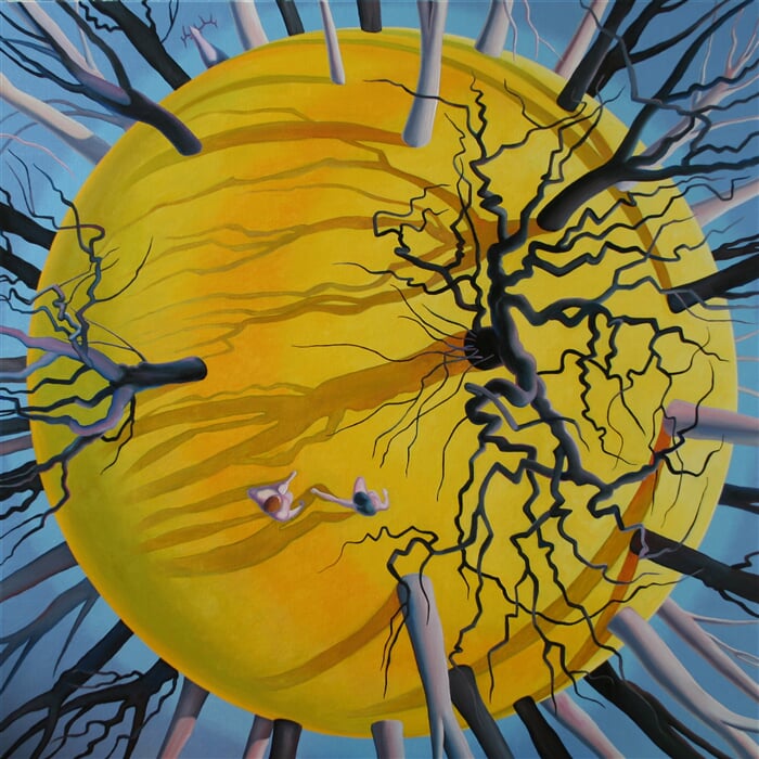 Z.Kutra Krajina s jelenem 100x100cm 2020 olej