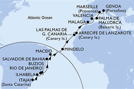 MSC Musica - Brazílie, Kapverdy, Španělsko, Francie, Itálie (Itajaí)