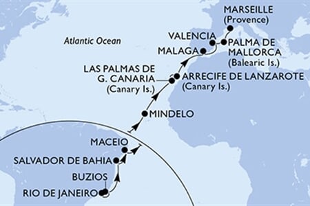 MSC Musica - Brazílie, Kapverdy, Španělsko, Francie (z Rio de Janeira)