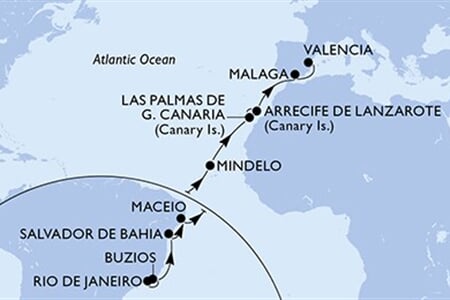 MSC Musica - Brazílie, Kapverdy, Španělsko (z Rio de Janeira)