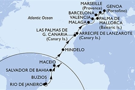 MSC Musica - Brazílie, Kapverdy, Španělsko, Francie, Itálie (z Rio de Janeira)
