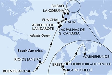 MSC Splendida - Argentina, Brazílie, Španělsko, Portugalsko, Francie, ... (Buenos Aires)