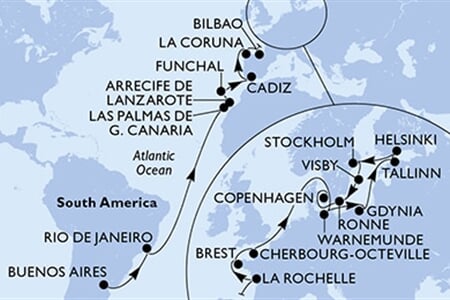 MSC Splendida - Argentina, Brazílie, Španělsko, Portugalsko, Francie, ... (Buenos Aires)