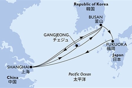 MSC BELLISSIMA - Kína, Dél-Korea, Japán (a Sanghaj-ból)