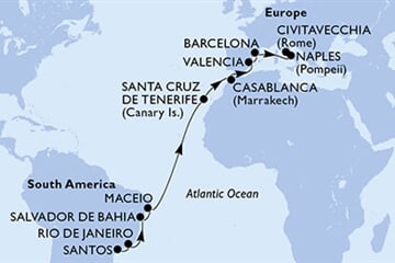 MSC DIVINA - Brazília, Spanyolország, Marokkó, Olaszország (a Santos-ból)
