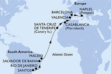 MSC DIVINA - Brazília, Spanyolország, Marokkó, Olaszország (a Santos-ból)