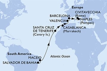 MSC DIVINA - Brazília, Spanyolország, Marokkó, Olaszország (a Salvador de Bahia-ből)