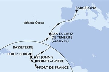 MSC WORLD EUROPA - Martinique, Guadeloupe, Holland Antillák, Saint Kitts és Nevis, Antigua és Barbuda, ... (a Fort-de-France-ből)
