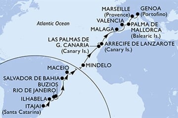MSC MUSICA - Brazília, Zöld-Fok, Spanyolország, Franciaország, Olaszország (az Itajai-ből)
