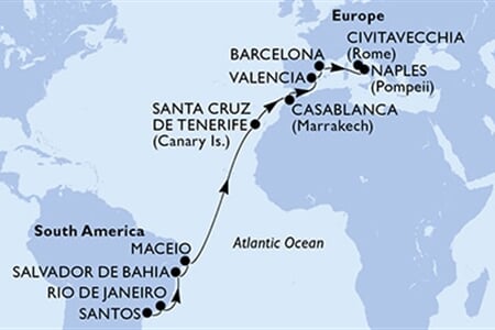 MSC DIVINA - Brazílie, Španělsko, Maroko, Itálie (Santos)
