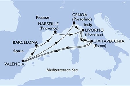MSC SINFONIA - Itálie, Španělsko, Francie (z Janova)