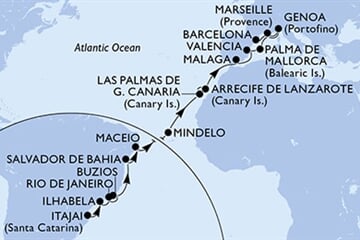 MSC MUSICA - Brazílie, Kapverdy, Španělsko, Francie, Itálie (Itajaí)