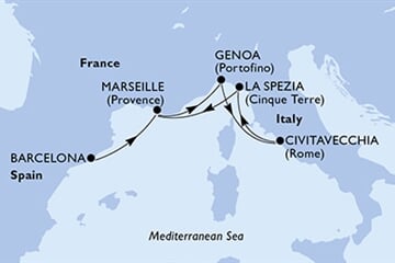 MSC WORLD EUROPA - Spanyolország, Franciaország, Olaszország (a Barcelona-ből)