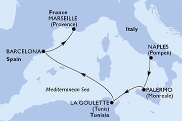 MSC EURIBIA - Itálie, Tunisko, Španělsko, Francie (Neapol)