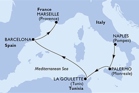 MSC EURIBIA - Itálie, Tunisko, Španělsko, Francie (Neapol)