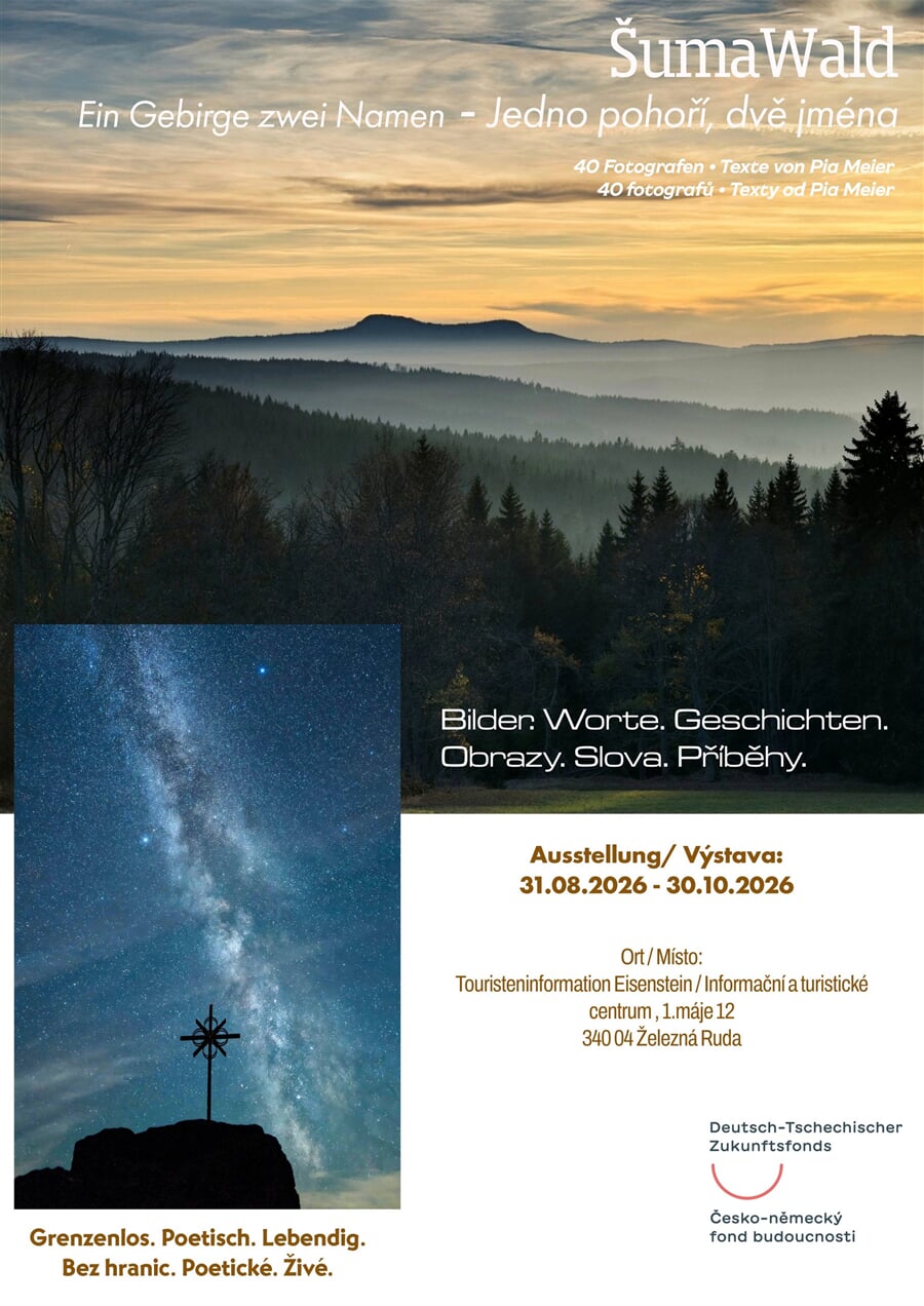 Plakát výstavy ŠumaWald – 20+20 fotografů (Železná Ruda 2026)