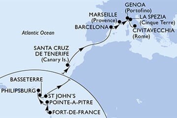 MSC WORLD EUROPA - Martinik, Guadeloupe, Nizozemské Antily, Sv.Kryštof a Nevis, Antigua a Barbuda, ... (Fort-de-France)
