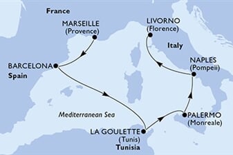 MSC Meraviglia - Francie, Španělsko, Tunisko, Itálie (z Marseille)