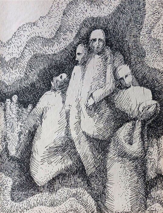 Jan Soukup – Očistec/Naděje, 1975, kresba tuší