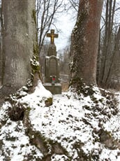 Zimmerův kříž v zimní krajině Libavska