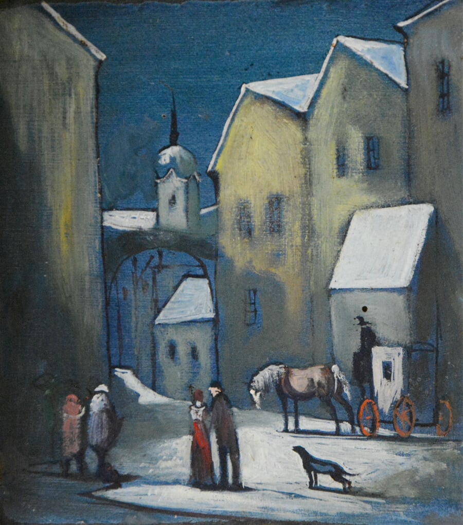 Miroslav Zikmund – Zima ve městě, 80. léta 20. stol. (soukromá sbírka)