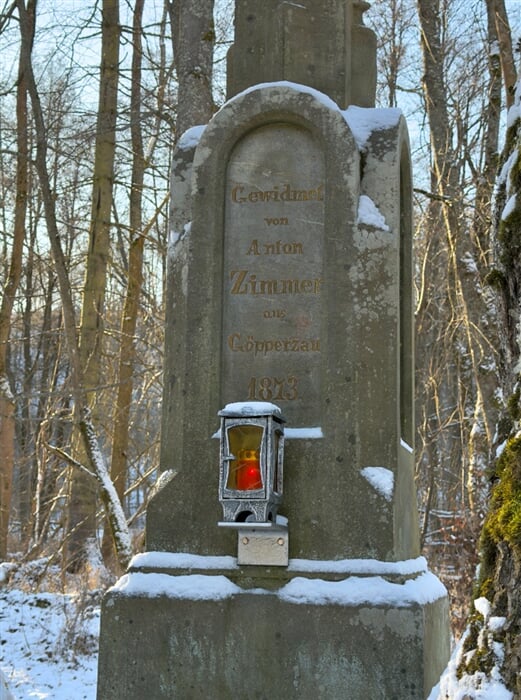 Zimmerův kříž, zaniklá obec na Libavsku (detail)