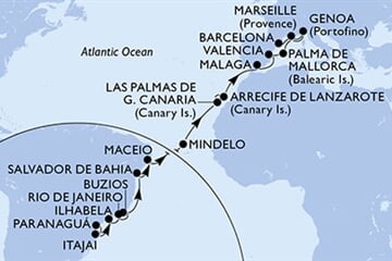MSC MUSICA - Brazílie, Kapverdy, Španělsko, Francie, Itálie