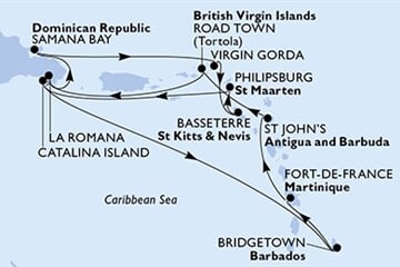 MSC Opera - Dominikán.rep., Panenské o. (britské), Sv.Kryštof a Nevis, Nizozemské Antily, Barbados, ... (z La Romana)