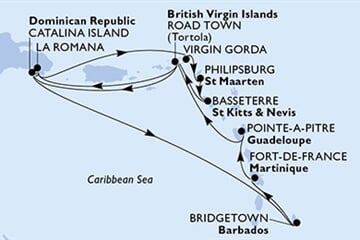 MSC Opera - Dominikán.rep., Barbados, Martinik, Guadeloupe, Panenské o. (britské), ... (z La Romana)