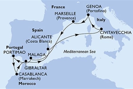 MSC Sinfonia - Itálie, Francie, Španělsko, Portugalsko, Maroko, ... (z Civitavecchie)