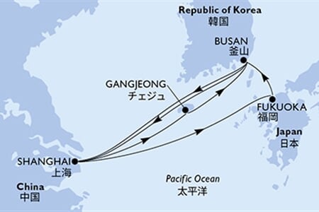 MSC BELLISSIMA - Čína, Jižní Korea, Japonsko (ze Šanghaje)