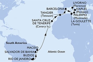 MSC Virtuosa - Brazílie, Španělsko, Maroko, Tunisko, Itálie (z Rio de Janeira)