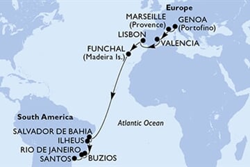 MSC MUSICA - Itálie, Francie, Španělsko, Portugalsko, Brazílie (z Janova)