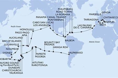 MSC Magnifica - Chile, Pitcairn, Franc. Polynésie, Cookovy o., Nový Zéland, ... (Valparaíso)