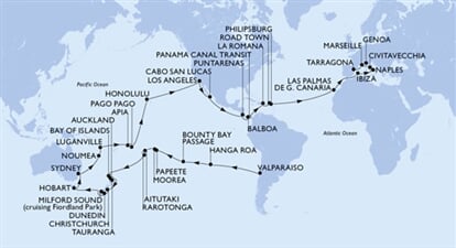 MSC Magnifica - Chile, Pitcairn, Franc. Polynésie, Cookovy o., Nový Zéland, ... (Valparaíso)