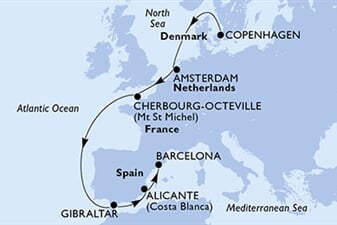 MSC Euribia - Dánsko, Nizozemí, Francie, Gibraltar, Španělsko (z Kodaně)