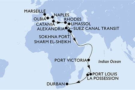 MSC SINFONIA - Franciaország, Olaszország, Görögország, Ciprus, Egyiptom, ... (a Marseille-ből)