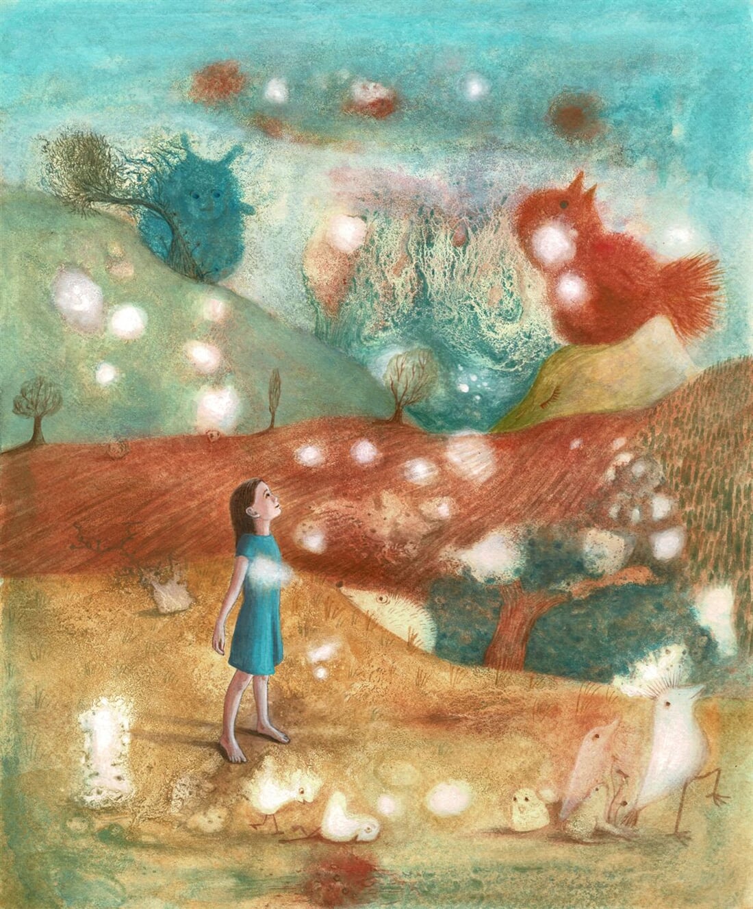 Daniela Štichová – Chomáče (čaj a akryl na papíře)