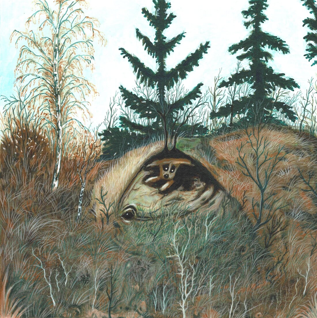 Daniela Štichová – Skála u Obrety (akryl na plátně, 30 × 30 cm)