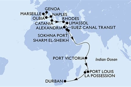 MSC SINFONIA - Itálie, Francie, Řecko, Kypr, Egypt, ... (z Janova)