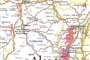 Francie - mapka vinařského kraje Alsasko