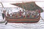 Francie - Normandie - Bayeux, detail tapiserie s námořní scénou v La Manche