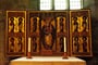 Německo - Harz - Quedlinburg, sv.Benedikt, gotický oltář, kolem 1480, P.Maria a svaté - zleva Adelheid, Kateřina, Barbora,..