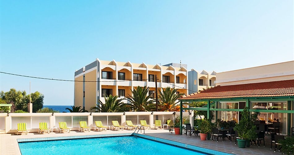 Hotel Miramare Bay: fotografie vybavení exteriérů a interiérů ubytování.