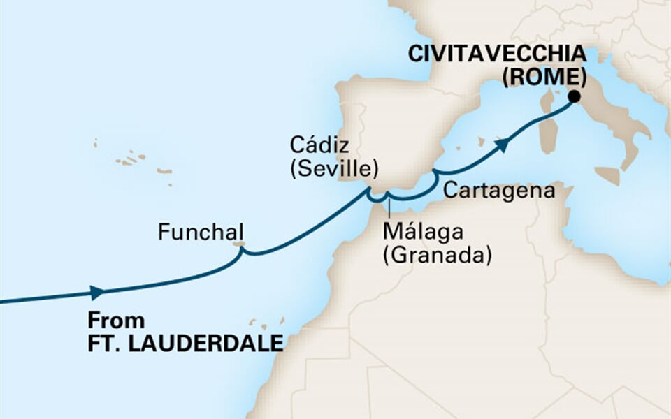 14-denní Transatlantická plavba s FLORIDY do ŘÍMA