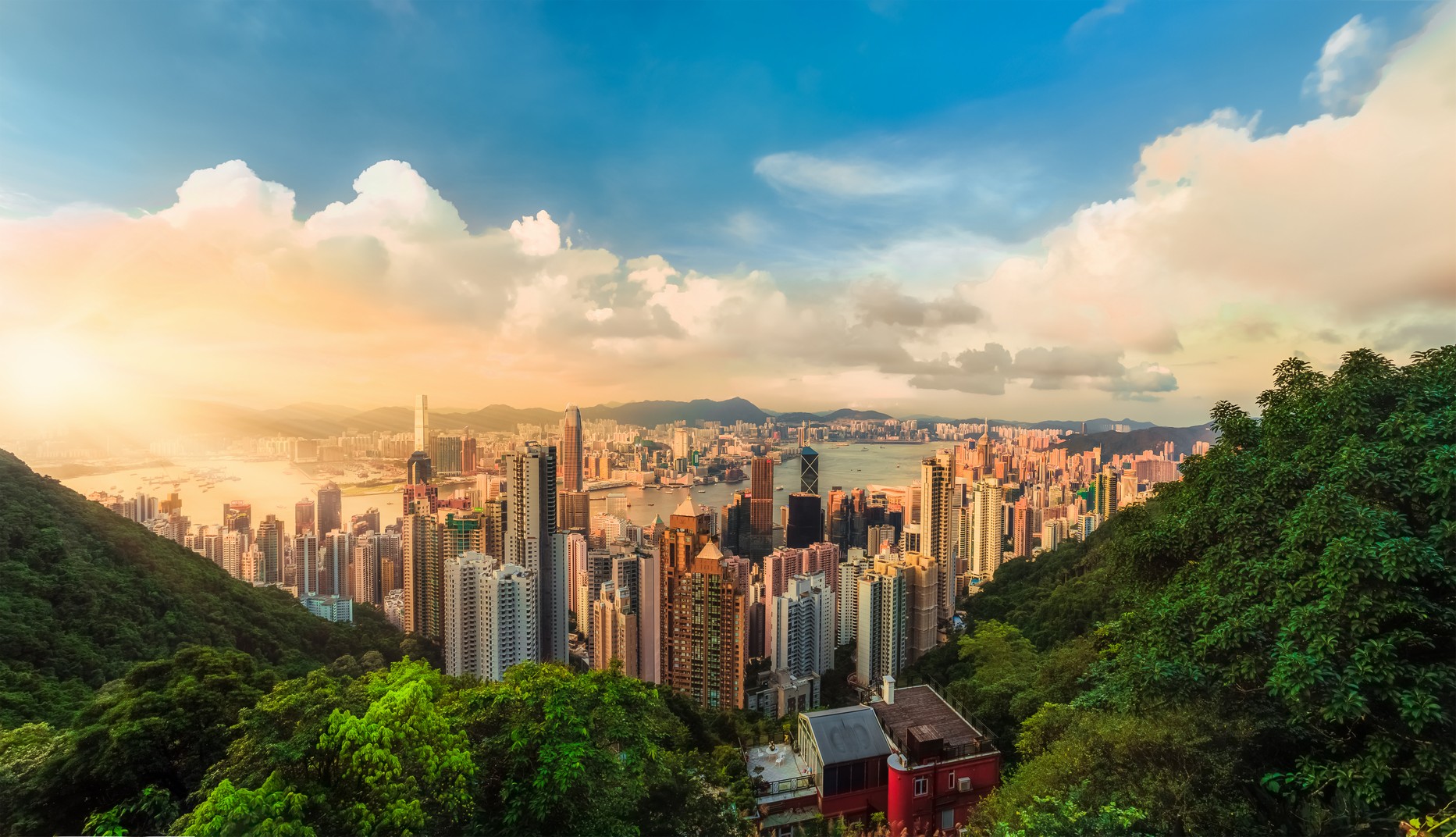 Číná - Hong Kong, záliv Victoria
